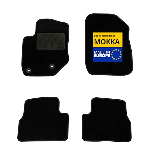 DBS – Tapis de Voiture - sur Mesure pour Opel Mokka dès 02/2021 – Antidérapants avec Clips de Fixation – 4 Tapis Auto Avant/arrière – Moquette Noire