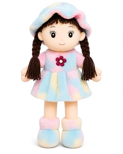 Image of Soft Hat Doll for Kids 60 cm | Cute Plush Rag Doll with Cap & Braided Hair | Washable Stuffed Soft Toy for Girls & Boys | Birthday Gift | Multicolor
