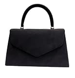 LeahWard Women's Clutch Bag Top Handle Wedding Suede Handbags 304 (Black)