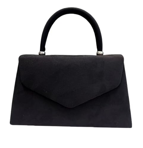 Image of LeahWard Women's Clutch Bag Top Handle Wedding Suede Handbags 304 (Black)