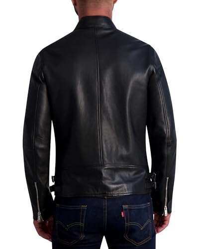 KARL LAGERFELD Men's Leather Racer Jacket4
