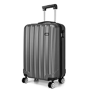 Kono Valise de Voyage 55×35×20cm Rigide ABS Cabine à Main 4 roulettes Petite Valises, Gris