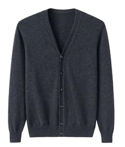 Men's Cashmere Cardigan V-Neck Weater Men's Loose Solid Color Knit Casual Sweater Top