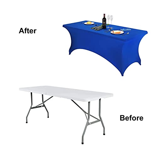 Image of FORLIFE 2Pack Spandex Table Covers for 8ft Rectangular Tables, Fitted Tablecloth, Stretch Patio Table Cover for Wedding, Banquet, Party (Royal)