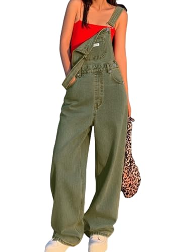EMMIOL Womens Denim Overalls Baggy Loose Fit Wide Leg Jumpsuit 90s Vintage Style Overall with Adjustable Straps