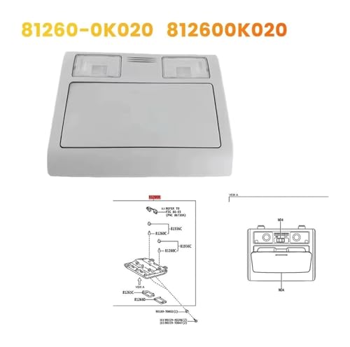 Luz de lectura Toyota Hilux y Fortuner 2005-2015 consola de techo superior 812600K020 4