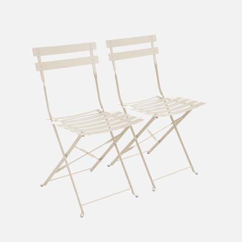 sweeek - Lot de 2 chaises de Jardin bistrot Pliables en Acier thermolaqué. 49.5 x 41 x 80.5cm