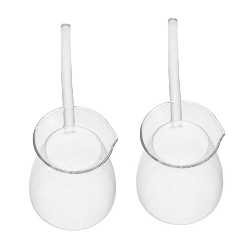 PRETYZOOM 2pcs Borosilicate Glass Turkish Coffee Pots Heat Resistant Kettle with Ergonomic Side Handle for Tea Milk Heating Stovetop Compatible Transparent Design