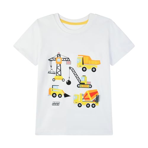 Image of HILEELANG Toddler Boy Short Sleeve Tee Shirts Summer Cotton Casual Graphic Crewneck Tshirt Packs
