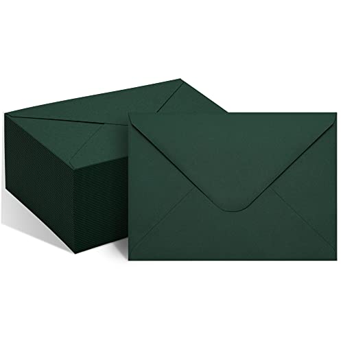 50 Packs Of A7 Envelopes For Invitation, Green 5X7 Envelopes With V Flap, Great For Graduation, Invitation, Baby Shower, Wedding And Rsvp Cards (Green)