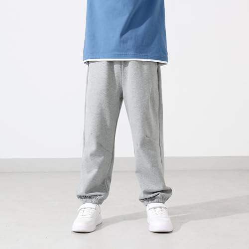 Boys Straight Leg Sweatpants Lightweight Elastic Waist Pants Fashion Causal Workout Joggers with Pockets 4-13 Years3
