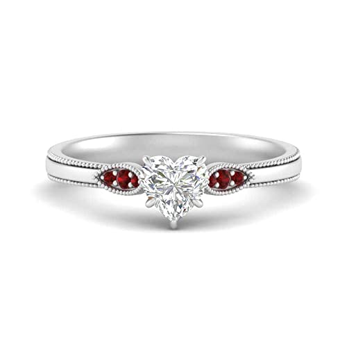 Image of Choose Your Gemstone Milgrain Simple Diamond CZ Ring Sterling Silver Heart Shape Milgrain Engagement Rings Everyday Jewelry Wedding Jewelry Handmade Gifts for Wife US Size 4 to 12