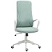 Vinsetto Sedia da Ufficio, Sedia da Scrivania Ergonomica con Supporto Lombare, Schienale Alto e Braccioli, Poltrona Studio Girevole in Tessuto con Funzione Dondolo e Altezza Regolabile, Verde immagine