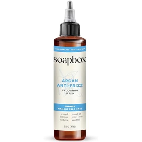 Soapbox Argan Oil Smoothing Serum, Anti-Frizz Serum For All Hair Types with Shea Butter & Vitamin E Repairs Damage & Controls Flyaways - Vegan, Cruelty and Gluten Free (5 Fl oz) Cover