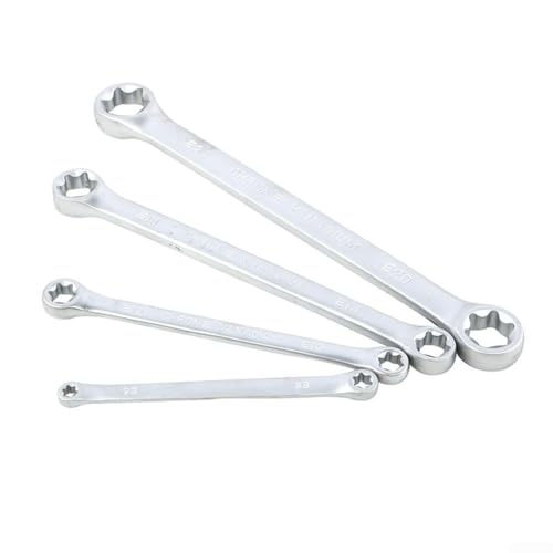 Eawfgtuw Juego de 4 llaves de estrella de doble extremo, llave hexagonal tipo E E6-E24, llave hexagonal E-Torx/hembra Tox Star para reparación de automóviles