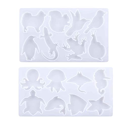 Molde de silicona con colgante de delfín, llavero de resina epoxi de cristal, moldes de animales, paquete variado para hornear, cera derretida, velas, jabón, moldes para epoxi
