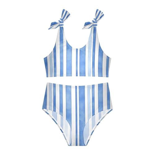 KLL Navy Blue and White Stripes Girls 2 Piece Bikini Sets Quick-Dry Swimming Swimwear Swimsuit3