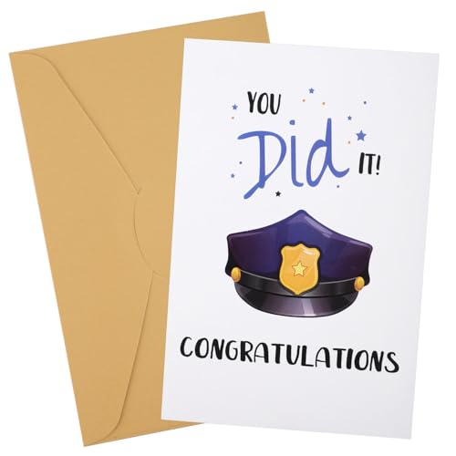 Police Greeting Card, You Did It Police Graduation Card with Envelope Police Officer...