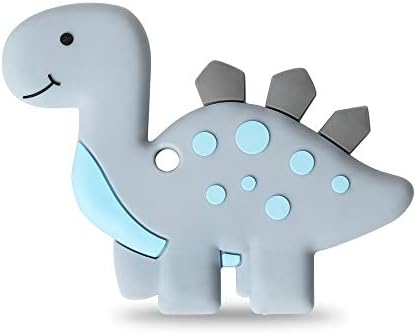 AmazingM Gray Dinosaur Sensory Chew Teether for Boys and Girls,Food Grade Silicone Safety Pendant Chewy Teether for Kids with Autism, ADHD,Oral Motor,Teething,Biting Needs