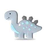 AmazingM Gray Dinosaur Sensory Chew Teether for Boys and Girls,Food Grade Silicone Safety Pendant Ch