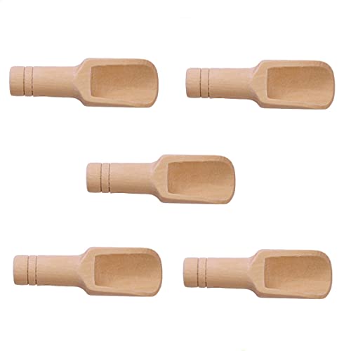 Mini Wooden Spoons, 5PCS Mini Bath Salt Spoon, Wooden Scoops Bulk, Small Bamboo Spoons for Sugar Scrubs, Bath Salts, Cooking