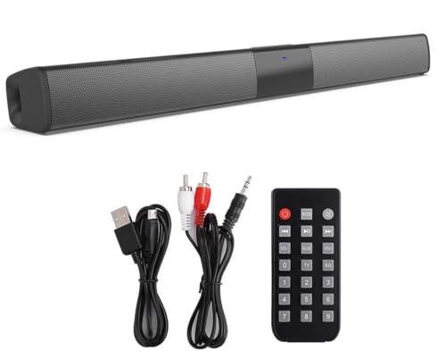 Kabelloser Bluetooth 5.0 Soundbar-Lautsprecher für Fernseher mit Fernbedienung, True Wireless 20 W USB wiederaufladbar,EQ-Modus für Heimkino, Audio, PC, TV, Telefon, Laptop