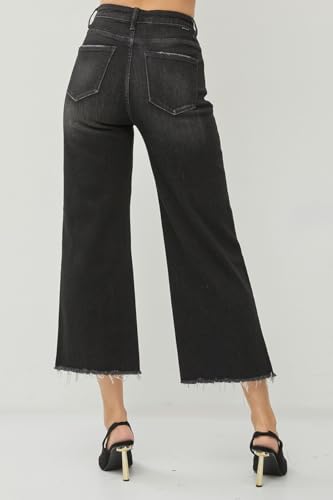 SALT TREE Risen Jeans -High Rise Frayed Ankle Wide Jeans - RDP55112