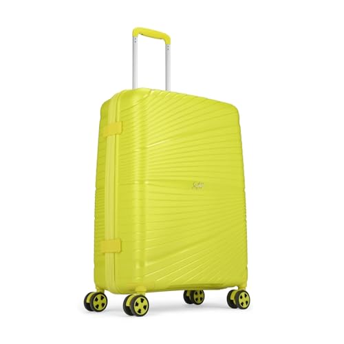 Image of Skybags Polypropylene Skylite Trolley Bag | Hard-Sided Luggage for Travel with Smooth 8-Spinner Wheel & TSA Lock | 5-Year International Warranty (Yellow, Set of 3)