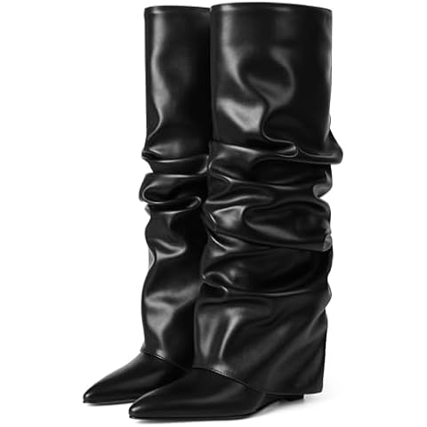 Oiamenne Women's Knee High Wedge Boots Cover