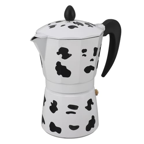 Cosiki Caffettiera in Alluminio, Leggera Color Mucca da Latte con Prestazioni di Lunga Durata per attività all'aperto per la Casa (6 Tazze 300ml)