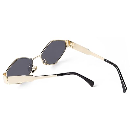 Vintage Metal Frame Hexagon Sunglasses Women Men Luxury Punk Polygon Shades Uv4004