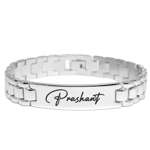 LOUIS MILLER Personalize Name Bracelet For Men & Women (Silver)