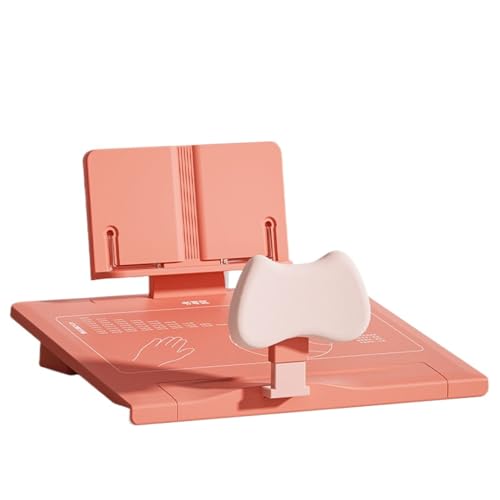 【Vlfn】子供用姿勢矯正器 小学生防猫背近視 読書書字一体卓上スタンド 高さ調節可能 人体工学 多機能学習補助ツール (ピンク,デスクトップ式-読書スタンド)