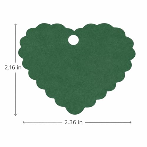 Image of CVANU (50-PCS) Decorative Heart Shape Color Paper Tags & Finish Cut Hole for Hanging with Jute Rope for Gift & DIY Crafts| Message Note| Labeling & Writable (2.16x2.36inch) Dark Green