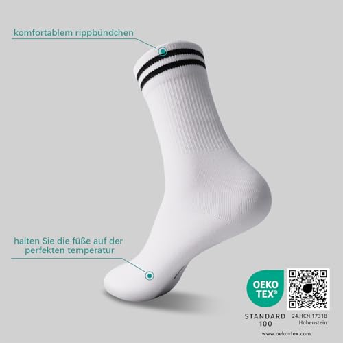Smart Sir Socken Herren Damen Sportsocken 4 paar Tennissocken Schwarz Lange Baumwollsocken Weiß Laufsocken Arbeitssocken,weiss,35-38