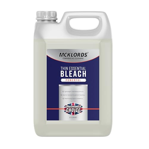 McKLords Commercial - Thin Essential Bleach 2.5L - All Purpose Thin Bleach Cleaner for Bathrooms and Surfaces - Fast Rinsing Versatile Household Cleaning Solution