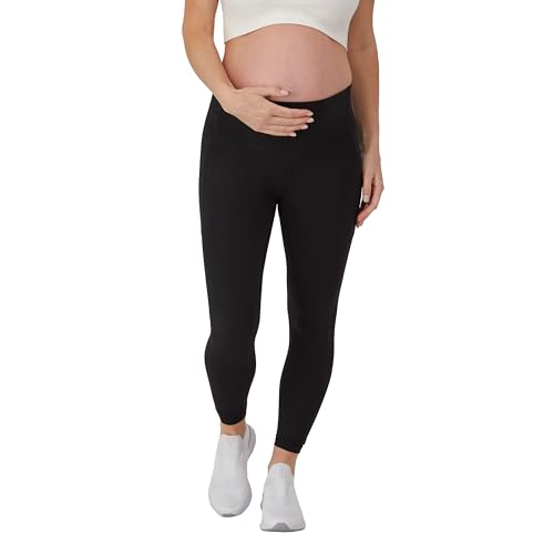 Image of Hanes Womens Maternity 7/8 Leggings, Stretch & Recover Pregnancy Leggings with Foldable Waistband, 25” Inseam