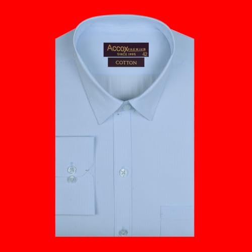 Image of ACCOX Men's Cotton Full Sleeves Regular Fit Winter Wear Self Design Plain Formal Shirt for Men (GCR296)
