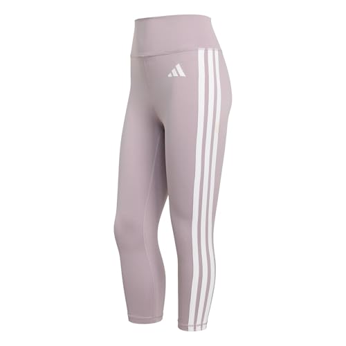 adidas Donna Optime Essentials Workout 3-Stripes 3/4 Leggings, preloved fig/white, XXL
