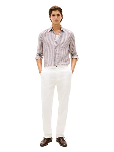Image of Tommy Hilfiger Men's Long Sleeve Casual Linen Button Down Shirts in Regular Fit