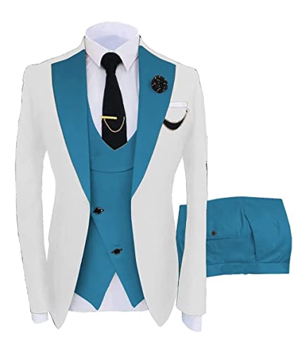 Men's 3 Pieces Suit Elegant One Button Slim Fit Jacket Tuxedo Suit Single Breasted Party Blazer Vest Pants Set