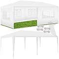 tectake® Tendone per Feste, Padiglione Gazebo Esterno Resistente con 8 Pezzi Laterali, Gazebo da Esterno con Finestre, Gazebo Impermeabile, Resistente ai Raggi UV, 600 x 300 x 250 cm - Bianco