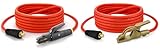 SÜA - ULTRA FLEX - 200 Amp Welding Leads Set Assembly - Dinse 35-70 Connector - #2 AWG 100% Copper Cable & High-Copper Ground Clamp (50 FEET Each Lead)