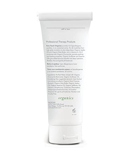 Biotone Pure Touch Organics Massage Crème, True Organic Massage, Rich Texture, Silky Glide, Soothing Ingredients, Healing Botanicals - 7 Ounce #TOP1