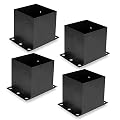 Iron Forge Tools 6x6 Post Base for Concrete, 4 Pack 5.6" x 5.6", Black Powder Coated Heavy Duty Steel Fence Post Anchors for Wood Deck, Fence, Porch, Railing or Pergola Brackets