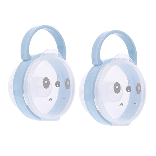 Beatifufu 2個おしゃぶり収納ボックス 保護ケース 漫画風デザイン ハンドル付き 持ち運び便利 清潔保管 ちゃん用