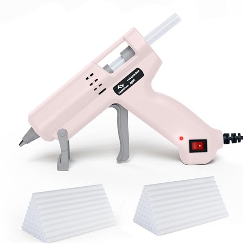 Tilswall Hot Glue Gun Kit 50W Mini Glue Gun Fast Preheating Hot Melt with 75pcs 130mm x 7mm Glue Sticks for Crafting DIY Art Home Repairs Glass and Fabric Pink