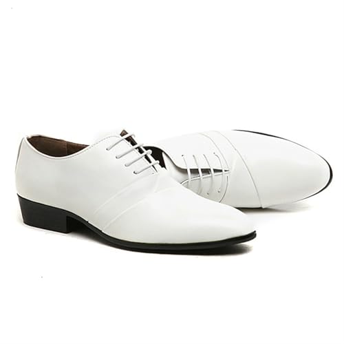 Oxford Shoes for Men Men's Leather Dress Shoes Classic Lace-Up Pointed Toe Flat White Shoes for Formal and Casual Wear2