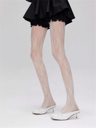 Image of Milumia Women's Floral Lace Tights Y2k Patterned Fishnet Pantyhose Sexy Stockings