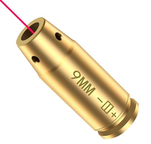 MOSANDON 9mm Red Dot Laser Bore Sighter, Bore Sight Laser for 9MM Caliber,Red Beam Laser Boresighter 9mm Caliber with 2 Sets of Batteries(4H)